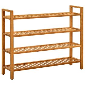 Shoe Rack with 4 Shelves 39.4"x10.6"x31.5" Solid Oak Wood