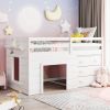 Twin Size Loft Bed with Cabinet and Shelf - White (OLD SKU:LP000501AAK)