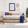 Upholstered daybed with Two Drawers, Wood Slat Support, Beige, Full Size(OLD SKU :LP001111AAA)