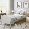 Bed Frame Twin Platform Bed with Wood Slat Support and Headboard and Footboard (White)