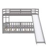 Twin Over Twin Bunk Bed with Slide and Ladder, Gray(Old SKU:LP000009AAE)