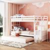 Twin-Over-Twin Bunk Bed with Twin Size Trundle and 3 Storage Stairs,White(OLD SKU :LP000064AAK)