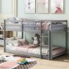 Twin over Twin Floor Bunk Bed with Ladder , Gray (Old SKU:WF281727AAE/WF286602AAE)