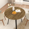 35.43 Inch Round Dining Table, Small Circle Kitchen Table with Metal Black Legs for 2-4 people,Modern Dining Room Table, Brown