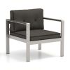 Contemporary Patio Sofa Chair with WPC Armrests and Back Cushions