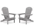 Wooden Folding Adirondack Chair Set of 2, Solid Cedar Wood Lounge Patio Chairs for Garden, Lawn, Backyard