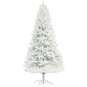 HOMCOM 6ft Tall Artificial Christmas Tree, Unlit Xmas Tree with 1000 Branch Tips, Auto Open, Steel Base, Holiday DÃ©cor for Home Office, White