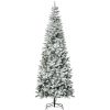 HOMCOM 9ft Unlit Snow-Flocked Slim Pine Artificial Christmas Tree with Realistic Branches and 1084 Tips