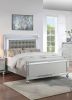 Beautiful Silver Tufted Faux Leather King Size Bed w LED Lights 1pc Panel Bedframe Bedroom