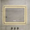 36 in. H LED Single Bathroom Vanity Mirror in Polished Crystal Bathroom Vanity LED Mirror for Bathroom Wall Smart Lighted Vanity Mirrors