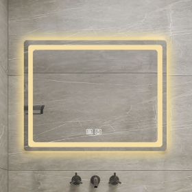 36 in. H LED Single Bathroom Vanity Mirror in Polished Crystal Bathroom Vanity LED Mirror for Bathroom Wall Smart Lighted Vanity Mirrors