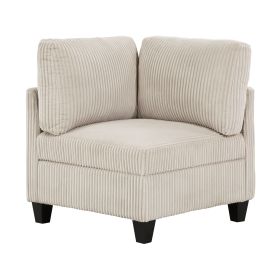 Modern Living Room Furniture Beige Corner Seat with Storage Corduroy Fabric Upholstery 1pc Modular piece
