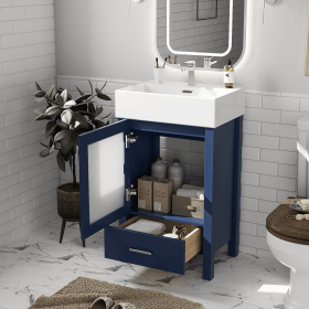 20-Inch bathroom vanity with ceramic sink and ample storage - ideal for small bathrooms