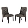 Set of 2 Polyfiber Upholstered Dining Chairs, Espresso