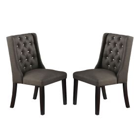 Set of 2 Polyfiber Upholstered Dining Chairs, Espresso
