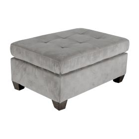 1pc Ottoman Tufted Detail Taupe Microfiber Upholstered Modern Living Room Furniture