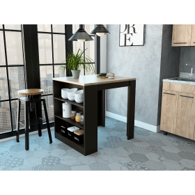 3-Drawer Kitchen Island Wenge and Pine