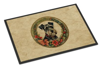 NEW Schnauzer Christmas Flowers Doormat Front Door Mat Indoor Outdoor Rugs for Entryway, Non Slip Washable Low Pile, 18H X 27W