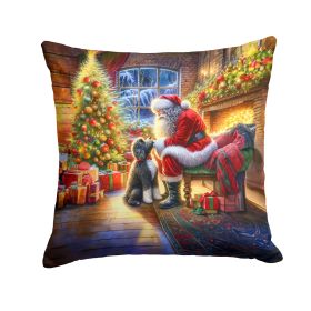 Portuguese Water Dog and Santa Claus Throw Pillow Machine Washable, Indoor Outdoor Decorative Pillow for Couch, Bed or Patio, 18Hx18W