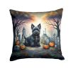 Scottish Terrier Spooky Halloween Throw Pillow Machine Washable, Indoor Outdoor Decorative Pillow for Couch, Bed or Patio, 18Hx18W