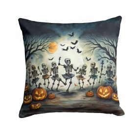 Dancing Skeletons Spooky Halloween Throw Pillow Machine Washable, Indoor Outdoor Decorative Pillow for Couch, Bed or Patio, 18Hx18W