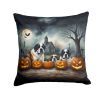 Saint Bernard Spooky Halloween Throw Pillow Machine Washable, Indoor Outdoor Decorative Pillow for Couch, Bed or Patio, 18Hx18W