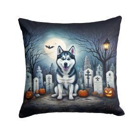 Siberian Husky Spooky Halloween Throw Pillow Machine Washable, Indoor Outdoor Decorative Pillow for Couch, Bed or Patio, 18Hx18W
