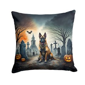 Belgian Malinois Spooky Halloween Throw Pillow Machine Washable, Indoor Outdoor Decorative Pillow for Couch, Bed or Patio, 18Hx18W