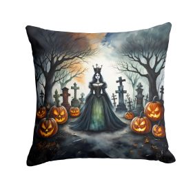 Evil Queen Spooky Halloween Throw Pillow Machine Washable, Indoor Outdoor Decorative Pillow for Couch, Bed or Patio, 18Hx18W