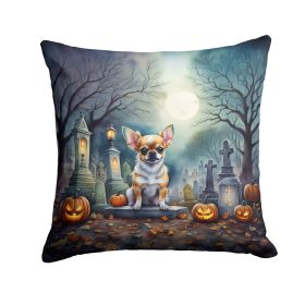 Chihuahua Spooky Halloween Throw Pillow Machine Washable, Indoor Outdoor Decorative Pillow for Couch, Bed or Patio, 18Hx18W