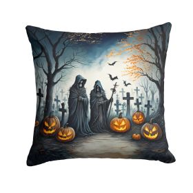 The Grim Reaper Spooky Halloween Throw Pillow Machine Washable, Indoor Outdoor Decorative Pillow for Couch, Bed or Patio, 18Hx18W