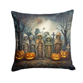 Mummies Spooky Halloween Throw Pillow Machine Washable, Indoor Outdoor Decorative Pillow for Couch, Bed or Patio, 18Hx18W