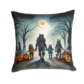 Werewolves Spooky Halloween Throw Pillow Machine Washable, Indoor Outdoor Decorative Pillow for Couch, Bed or Patio, 18Hx18W