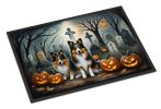 NEW Sheltie Spooky Halloween Doormat Front Door Mat Indoor Outdoor Rugs for Entryway, Non Slip Washable Low Pile, 18H X 27W