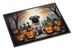 NEW Fawn Pug Spooky Halloween Doormat Front Door Mat Indoor Outdoor Rugs for Entryway, Non Slip Washable Low Pile, 18H X 27W