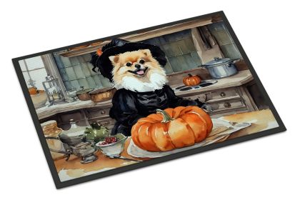 NEW Pomeranian Fall Kitchen Pumpkins Doormat Front Door Mat Indoor Outdoor Rugs for Entryway, Non Slip Washable Low Pile, 18H X 27W