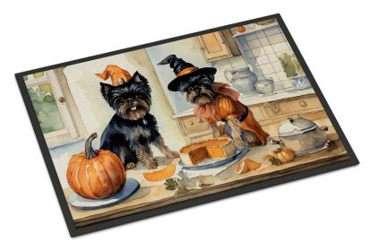 NEW Affenpinscher Fall Kitchen Pumpkins Doormat Front Door Mat Indoor Outdoor Rugs for Entryway, Non Slip Washable Low Pile, 18H X 27W