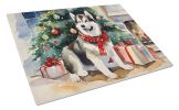 NEW Alaskan Malamute Cozy Christmas Glass Cutting Board Decorative Tempered Glass Kitchen Cutting and Serving Board Large Size Chopping Board