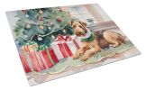 NEW Airedale Terrier Cozy Christmas Glass Cutting Board Decorative Tempered Glass Kitchen Cutting and Serving Board Large Size Chopping Board