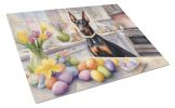 Decorating Easter Doberman Pinscher Glass Cutting Board Decorative Tempered Glass Kitchen Cutting and Serving Board Large Size Chopping Board