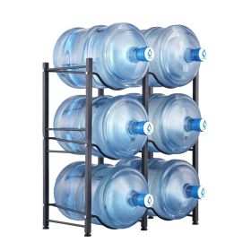 VEVOR 3 Tiers Water Jug Holder Double Row Water Bottle Rack for 6 Bottles Black