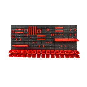 Wall Mounted Storage Bins, 30-Bin Parts Rack Organizer Garage Plastic Shop Tool with Wall Panels/Tool Holders/Hooks, Tool Organizer for Nuts, Bolts