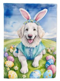 Kuvasz Easter Egg Hunt House Flag Large Porch Sleeve Pole Decorative Outside Yard Banner Artwork Wall Hanging, Polyester, House Size, Multicolor