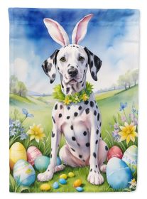 Dalmatian Easter Egg Hunt House Flag Large Porch Sleeve Pole Decorative Outside Yard Banner Artwork Wall Hanging, Polyester, House Size, Multicolor