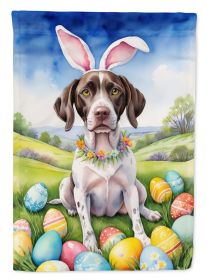 Pointer Easter Egg Hunt House Flag Large Porch Sleeve Pole Decorative Outside Yard Banner Artwork Wall Hanging, Polyester, House Size, Multicolor