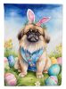 Pekingese Easter Egg Hunt House Flag Large Porch Sleeve Pole Decorative Outside Yard Banner Artwork Wall Hanging, Polyester, House Size, Multicolor