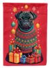 Black Pug Holiday Christmas House Flag Large Porch Sleeve Pole Decorative Outside Yard Banner Artwork Wall Hanging, Polyester, House Size, Multicolor