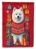 Samoyed Holiday Christmas House Flag Large Porch Sleeve Pole Decorative Outside Yard Banner Artwork Wall Hanging, Polyester, House Size, Multicolor