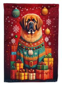 Tibetan Mastiff Holiday Christmas House Flag Large Porch Sleeve Pole Decorative Outside Yard Banner Artwork Wall Hanging, Polyester, House Size, Multi