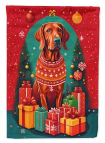 Red Redbone Coonhound Holiday Christmas House Flag Large Porch Sleeve Pole Decorative Outside Yard Banner Artwork Wall Hanging, Polyester, House Size,